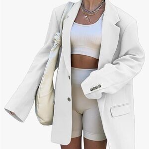 Oversized white blazer